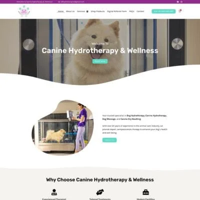 Pet hydrotherapy website design Gold Coast - Specialist animal care website